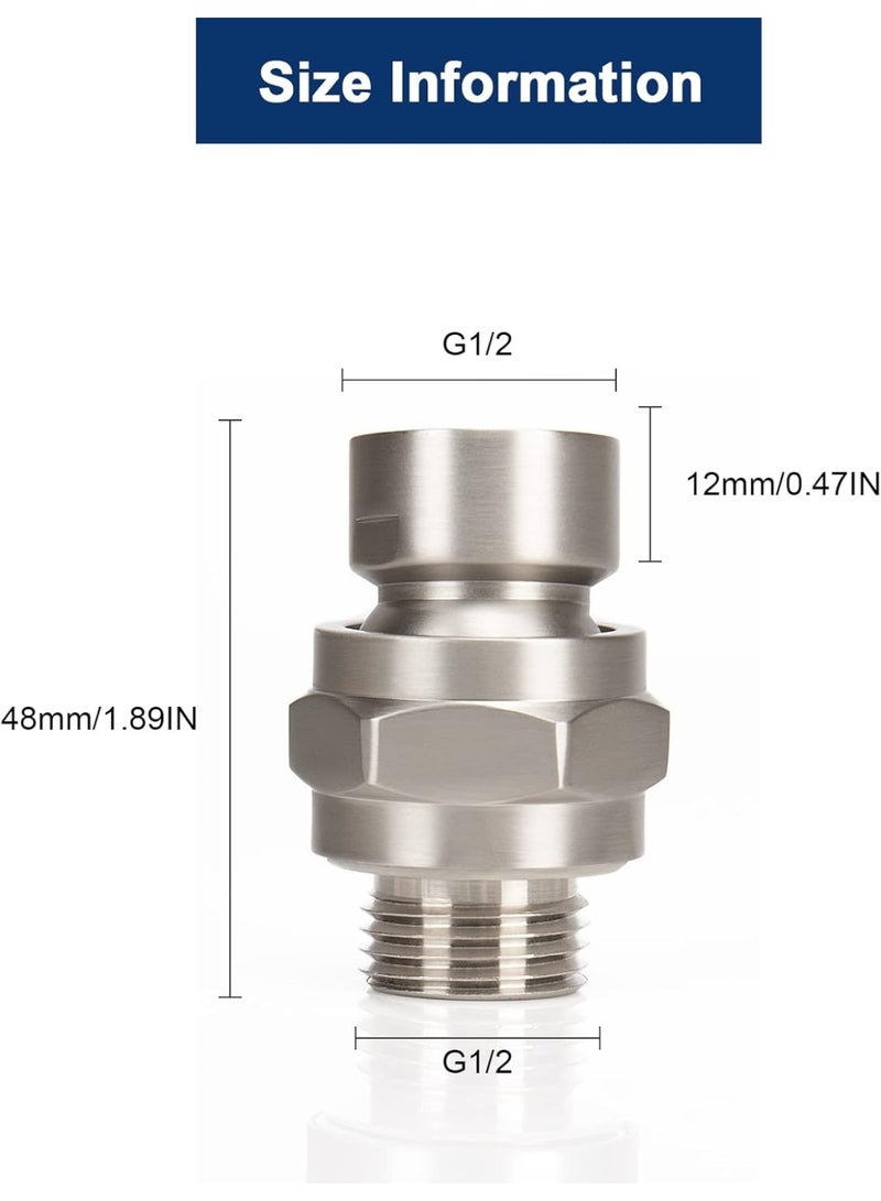 Shower Head Swivel Ball Adapter - Solid Brass Shower Connector Ball Joint Adjustable Universal Shower Arm Extension Component (Brushed Nickel) - Image 3
